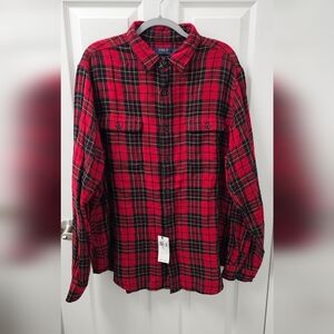New Polo Ralph Lauren Classic Fit Plaid Workshirt Men's XXL Red Blue NWT $138